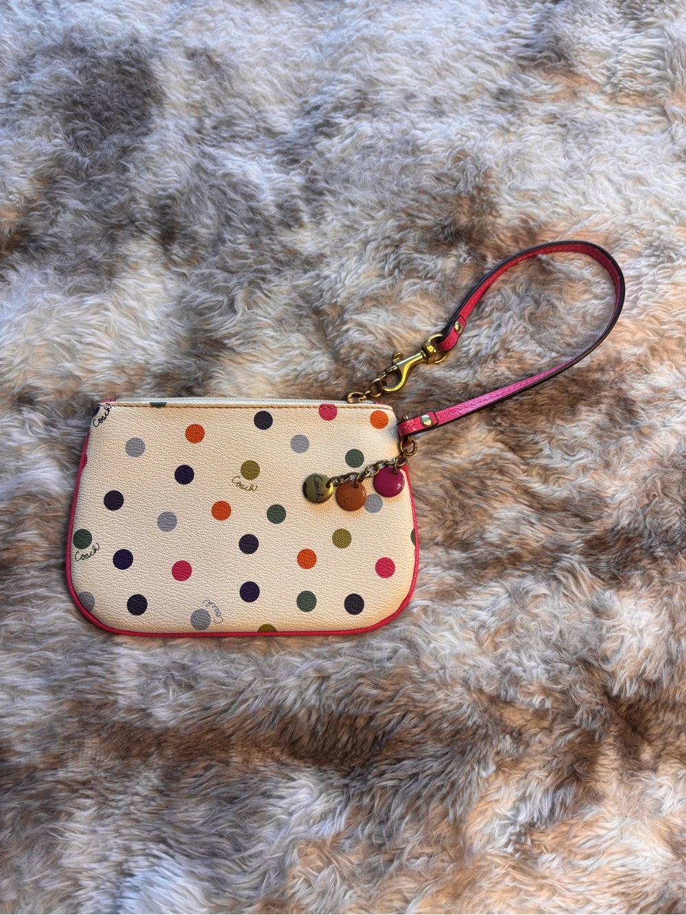 Coach Multicolor Polka Dot Wristlet with Pink Strap - Picture 9 of 9